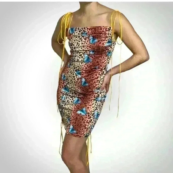 Daisy Daisy TV Tropics Cheetah Butterfly Mini Dress sz medium M - Picture 4 of 15